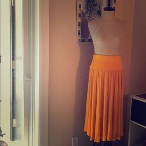 LOFT XS Spring Yellow Midi Skirt